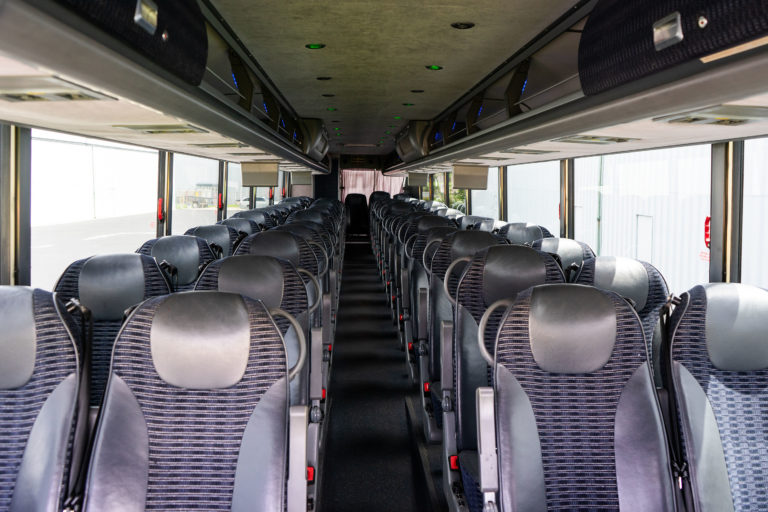 Inside the charter coach bus