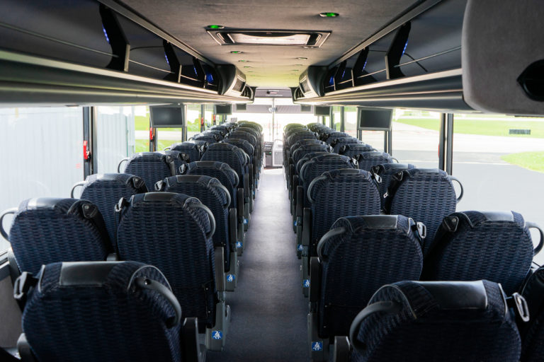 Inside of the charter coach bus